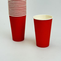 Стакан бумажный 400(500)мл КРАСНЫЙ 50шт D=90, d=60, H=135мм 