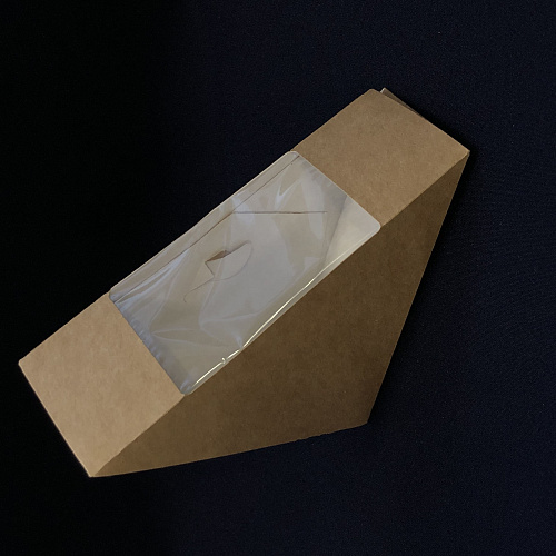 Упаковка GeoVita SANDWICH-40 КРАФТ уголок под сэндвич с окном 50шт 125х125х40мм 
