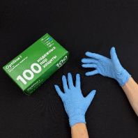 Перчатки НИТРИЛовые ГОЛУБЫЕ OptiLine "XL" УП=200шт(!!!) неопудренные 