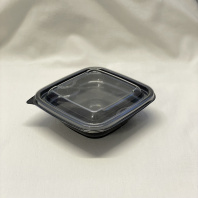 Контейнер КУБИК ПЭТ С-12/12 250мл ЧЁРНЫЙ 50шт + КРЫШКА 25шт (внеш. 126х126х38) УЮ 