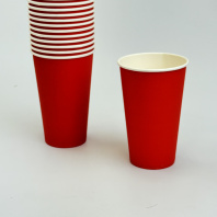 Стакан 400(500)мл бумажный КРАСНЫЙ 50шт D=90, d=60, H=135мм GOOD 
