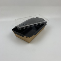 Упаковка ОРИГАМО салатник ЧЁРНЫЙ 800мл + КРЫШКА УП=100шт (Конт-100, Кр-50шт) 207х127/186х106