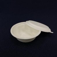Тарелка БИО сахарный тростник СУПОВАЯ + КРЫШКА 500мл БЕЛАЯ 125шт D=155мм, H=58 