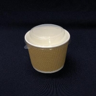 Супница бумажная КРАФТ ГОФРА + КРЫШКА прозрачная 520мл 50шт D=110, H=84,5 С-25шт Кр-50шт 