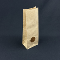 Пакет бум. прямоуг. дно КРАФТ с ОКНОМ(D=40) 255х60х60 50шт пл.70гр 