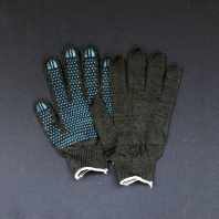 Перчатки трикотаж 4-нит. с ПВХ(!!!) ЧЁРНЫЕ 1пара 