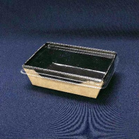 Упаковка ECO OPSALAD- 400 крафт/ЧЁРНЫЙ 50шт (салатник + КРЫШКА прозр.) 145х95/120х85/45мм 