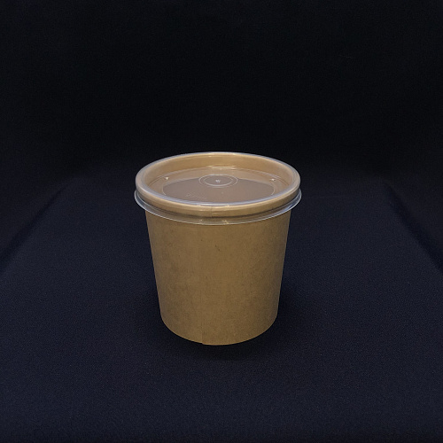 Упаковка ECO SOUP-ECONOM-12C КРАФТ супница с прозр. КРЫШКОЙ 340мл 25шт D=90, H=93 