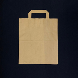 Пакет бум. прямоуг. дно с ПЛОСКИМИ ручк. КРАФТ 280х240х14...