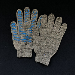 Перчатки трикотаж 5-нит. с ПВХ(!!!) СЕРЫЕ 1пара 