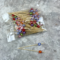 Пики деревянные "Кристалл СФЕРА разноцветный" 12см УП=100шт МИКС Арт.98989 