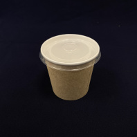 Супница бум КРАФТ/белая + КРЫШКА прозр. 500мл 30шт(!!!) D=100, d=80, H=95 OSQ Round Bowl 