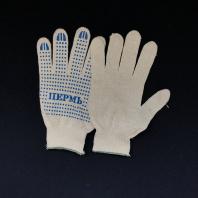 Перчатки трикотаж 4-нит. с ПВХ(!!!) БЕЛЫЕ 1пара 