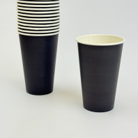 Стакан 400(500)мл бумажный ЧЁРНЫЙ 50шт D=90, d=60, H=135мм GOOD 