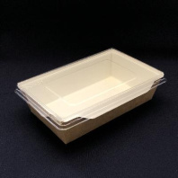 Салатник + КРЫШКА прозрачная ECO OPSALAD- 800 БЕЛЫЙ 50шт 207х127/186х106/55мм 