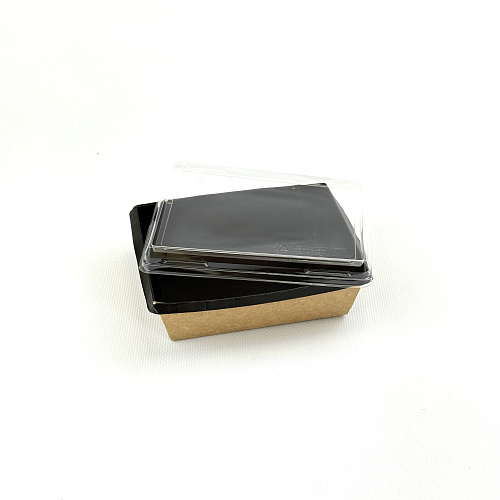Упаковка OneClick Bottom- 400 ЧЁРНЫЙ салатник + КРЫШКА 50шт 120х85/135х100/45мм 