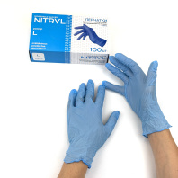 Перчатки НИТРИЛовые ГОЛУБЫЕ УП=100шт "L" неопудренные 