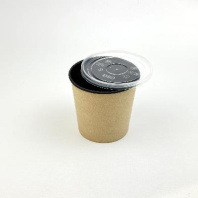 Супница бумажная КРАФТ/чёрная + КРЫШКА прозрачная 700мл 35шт D=115, d=90, H=110 OSQ Round Bowl Black