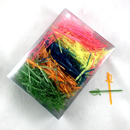 Пики пластиковые Меч 7см 500шт цветные МИКС 