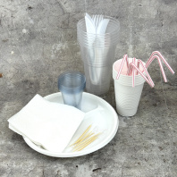 Набор: "БИГ-ПАК №2" (6 персон: вилка+нож+тарелкаD205+стакан100/200/500мл+салф+зубочис+трубоч) 