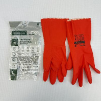 Перчатки латексные ЗАЩИТНЫЕ "L" 1пара/64гр КРАСНЫЕ