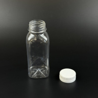 Бутылка ПЭТ D=38мм 0,3л КВАДРАТ (ДЖУС) прозрачная + КРЫШКА (100шт) 