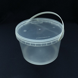 Ведро круглое 2,25л прозрачное с РУЧКОЙ + КРЫШКА D=185, d...