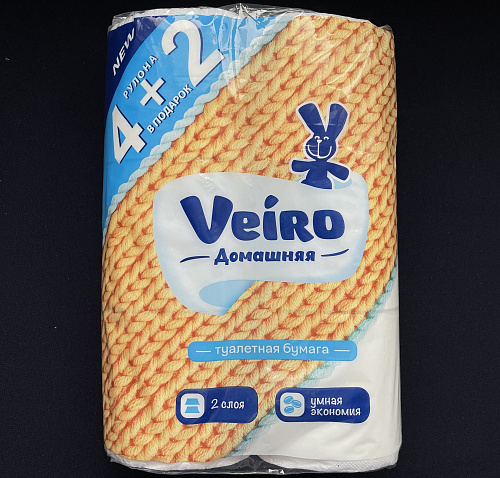 Бумага туалетная Linia Veiro 2сл 6шт Домашняя (4шт + 2шт-ПОДАРОК) 15м 