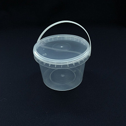 Ведро круглое  500мл прозрачное с РУЧКОЙ + КРЫШКА D=109мм...