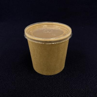 Супница бумажная КРАФТ + КРЫШКА прозрачная. 700мл 50шт D=118, H=108 (Суп-50,Кр-25) SOUP-700С