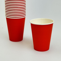 Стакан 350(410)мл бумажный КРАСНЫЙ 50шт D=90, d=60, H=110мм GOOD 
