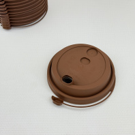 Крышка ПП 80мм с ЗАГЛУШКОЙ 50шт КОРИЧНЕВАЯ ОптиКом 