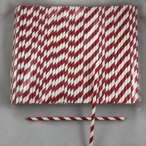 Трубочки бумажные для кокт. 6х195мм 250шт Леденец цвет: красно-белая полоска