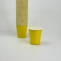 Стакан бумажный 180(196)мл ЖЁЛТЫЙ 50шт D=73, d=50, H=80мм 