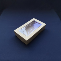 Упаковка OneBox-1000 КРАФТ ланч-бокс с окном 25шт 200х120х40мм 