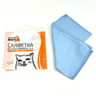 Салфетка из микрофибры для СТЕКЛА в ИНД.УП. 1шт 30х30см голубая