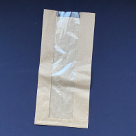 Пакет бум. V-дно КРАФТ с ОКНОМ 390х170(окно=80)х70 100шт 