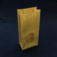 Пакет бумажный прямоугольное дно КРАФТ с ОКНОМ(D=50) 170х80х50 25шт пл.70гр 