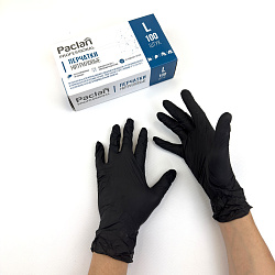 Перчатки НИТРИЛовые ЧЁРНЫЕ УП=100шт "L" неопудр...