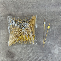 Пики деревянные "Звезда золото/серебро" 12см УП=100шт Арт.90798 