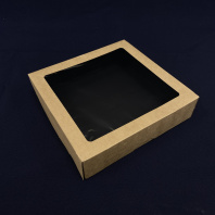 Упаковка OneBox-1500 ЧЁРНЫЙ ланч-бокс с окном 25шт 200х200х48мм 