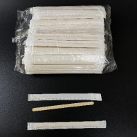 Размешиватель деревянный в индивидуальной бумажной упаковке БЕЛАЯ 14см УП=250шт БЕРЁЗА 140х6х1,8мм