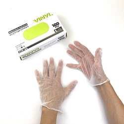 Перчатки виниловые неопудренные "L" УП=100шт VI...