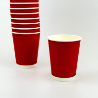 Стакан бумажный 2сл 350(410)мл КРАСНЫЙ 25шт D=90, d=60, H=110мм GOOD 