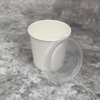 Супница бумажная БЕЛАЯ + КРЫШКА прозрачная 500мл 30шт D=100, d=80, H=95 OSQ Round Bowl