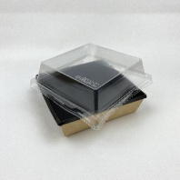 Упаковка OneClick Bottom- 950 ЧЁРНЫЙ салат. + крышка ВЫСОКАЯ H=40мм 50шт 150х150/165х165