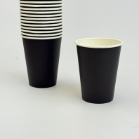 Стакан 350(410)мл бумажный ЧЁРНЫЙ 50шт D=90, d=60, H=110мм GOOD 