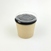 Супница бум КРАФТ/чёрная + КРЫШКА прозр. 400мл 30шт D=100, d=80, H=85 OSQ Round Bowl Black 