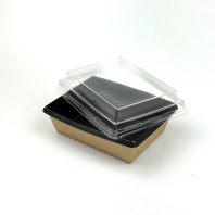 Упаковка OneClick Bottom- 400 ЧЁРНЫЙ салатник + крышка ВЫСОКАЯ H=20мм 50шт 120х85/135х100