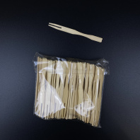 Пики деревянные "Вилка ДВА ЗУБА" 9см УП=100шт бамбук 